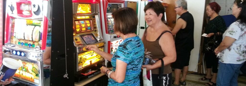 Two ladies playing a game